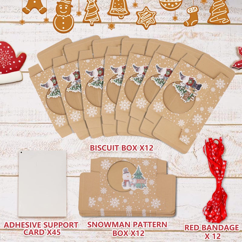 OurWarm 12 Pack Christmas Cookie Boxes for Gift Giving, Large Christmas Cookie Tins Holiday Bakery Treat Boxes with Window, Kraft Paper Food Packaging Containers for Xmas Party Supplies - Image 3